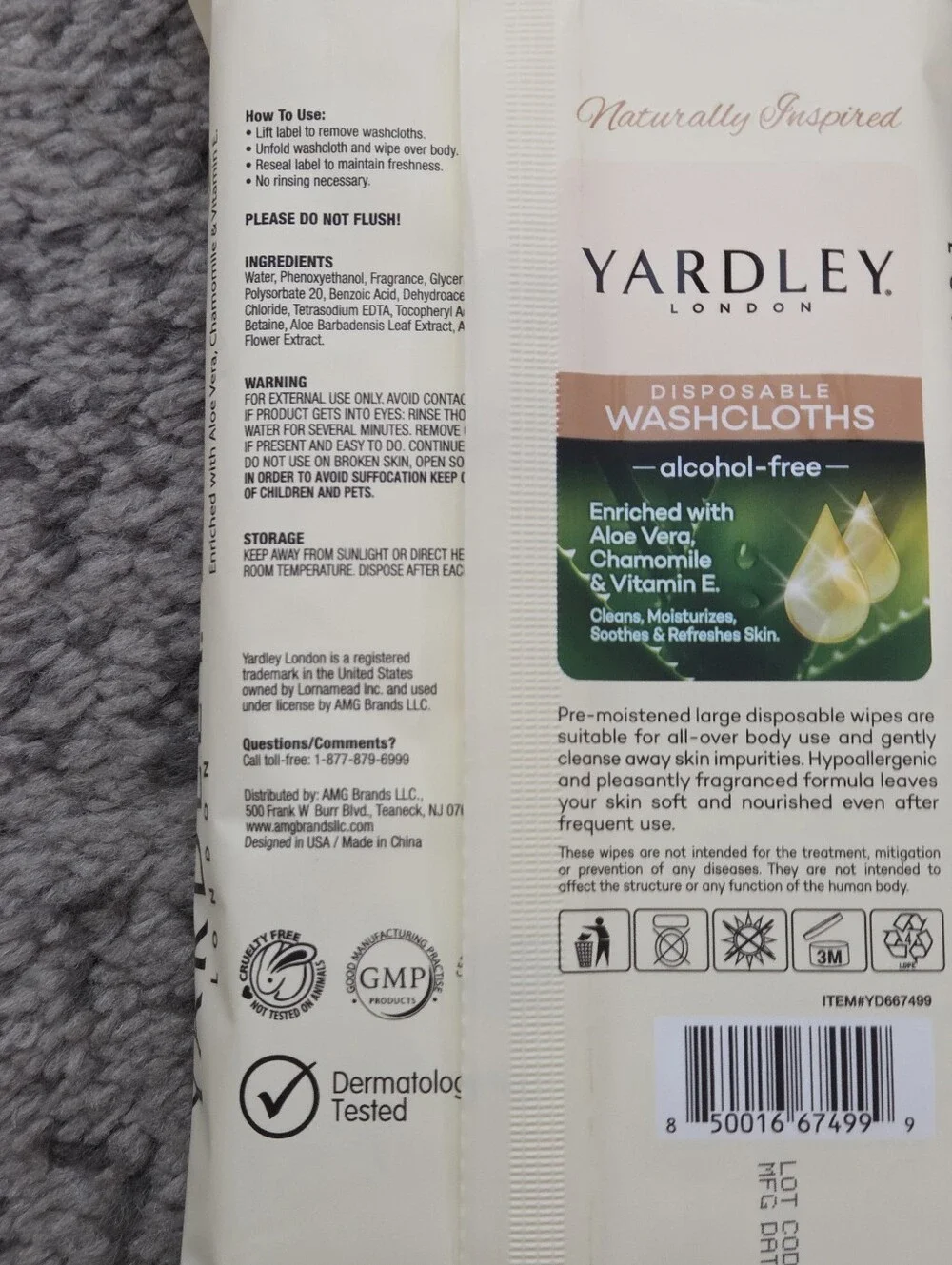 Yardley London Disposable Washcloths Bundle (Set of 2 Packs, 36 Wipes Total) - S